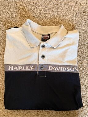 Harley-Davidson Black and Beige Chest-Logo Polo